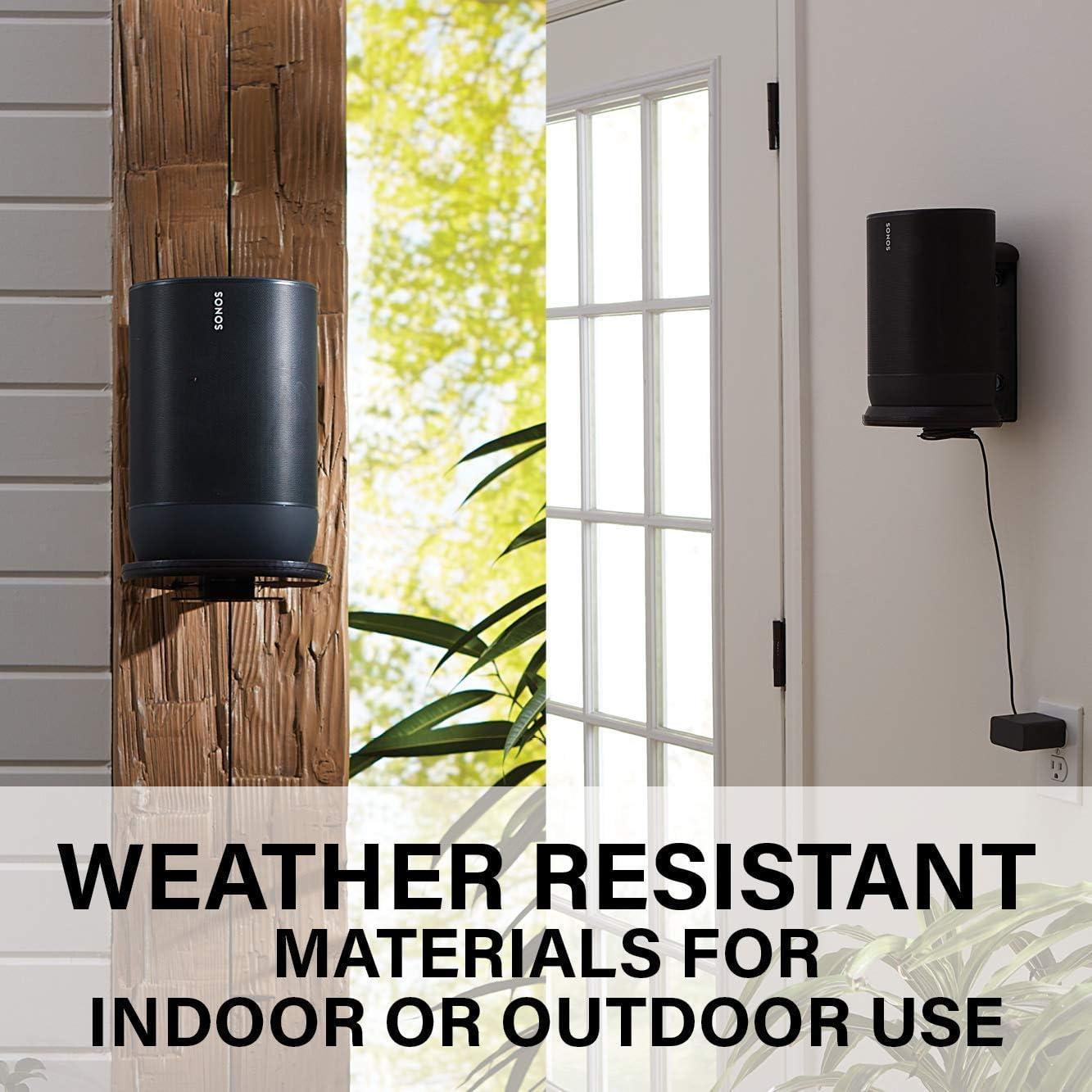 imageSanus Indoor ampamp Outdoor Mount Designed for Sonos Move Speaker Save Shelf ampamp Table SpaceWeather Resistant  WSSMM1B2 Black