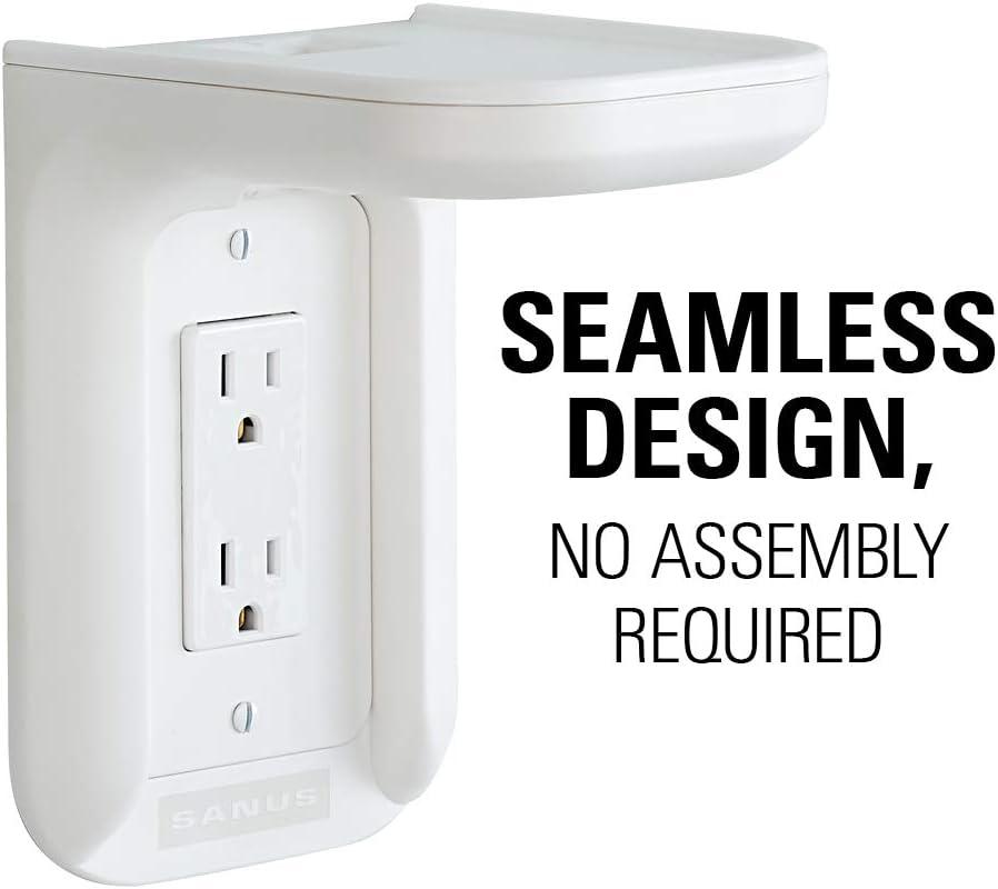 imageSanus Outlet Shelf Speaker Mount  Heavy Duty Shelf Holds Devices up to 10 lbs  DIY Install Works with Both Standard ampamp Decora Outlets  Perfect for Sonos ampamp Other Smart SpeakersWhite