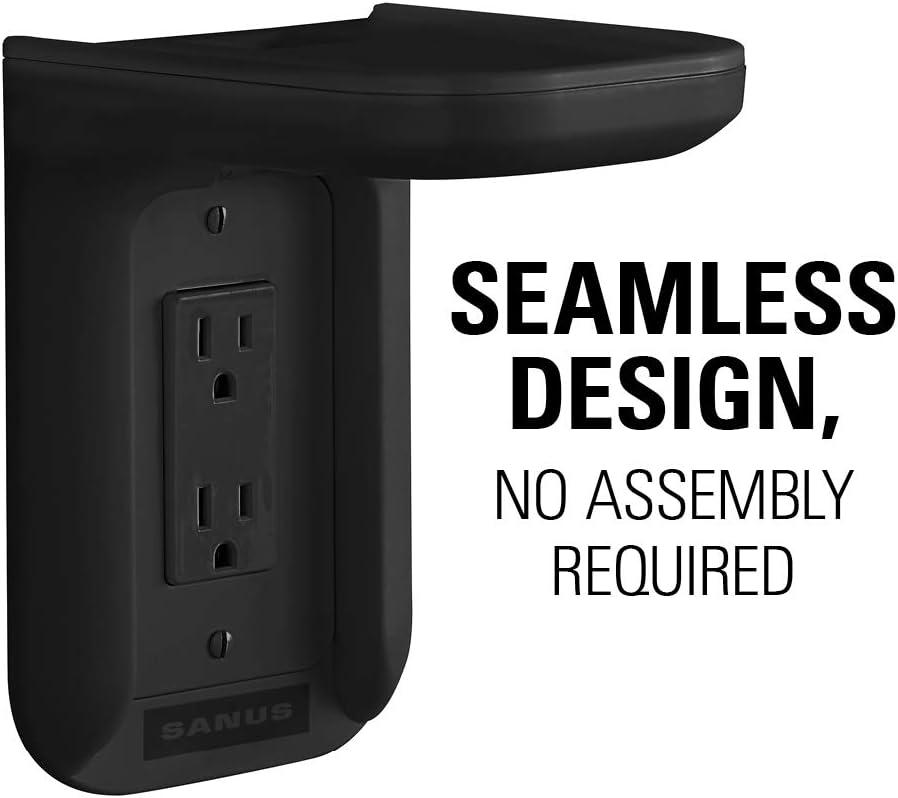 imageSanus Outlet Shelf Speaker Mount  Heavy Duty Shelf Holds Devices up to 10 lbs  DIY Install Works with Both Standard ampamp Decora Outlets  Perfect for Sonos ampamp Other Smart SpeakersBlack