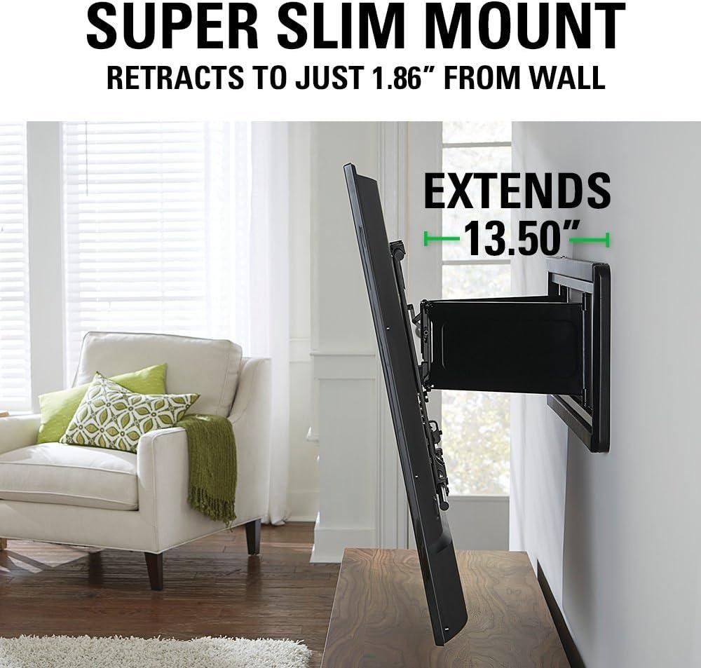imageSanus Premium Full Motion Super Slim TV Wall Mount Bracket for 40quot 84quot TVs Holds Your TV Only 186 from The Wall Features 8 of Tilt 50 of Swivel 135 of Extension VLF613 B1 Black