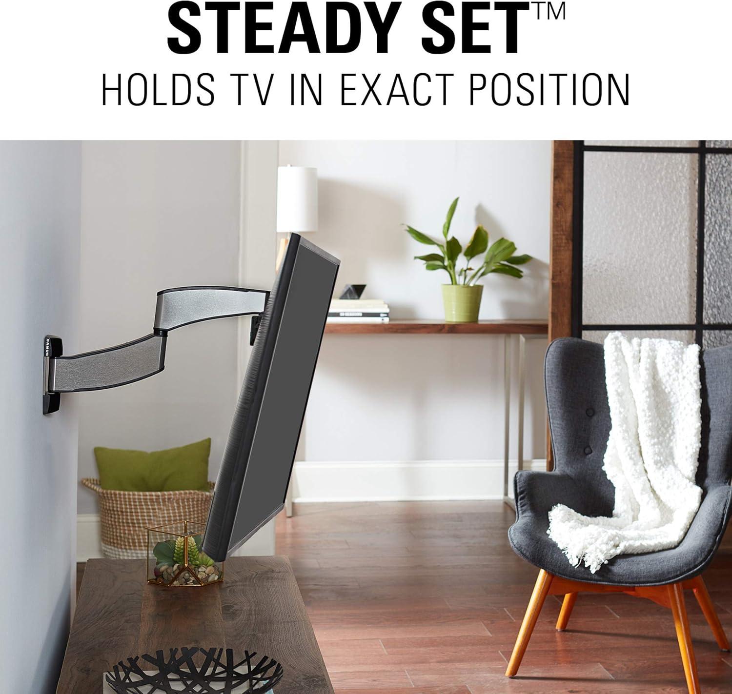 imageSanus Premium Full Motion TV Wall Mount for 19quot  40quot TVs  Stainless Steel Finish with FluidMotion Design for Smooth Extension Swivel and Tilt Low Profile TV Bracket with Easy 3 Step Install
