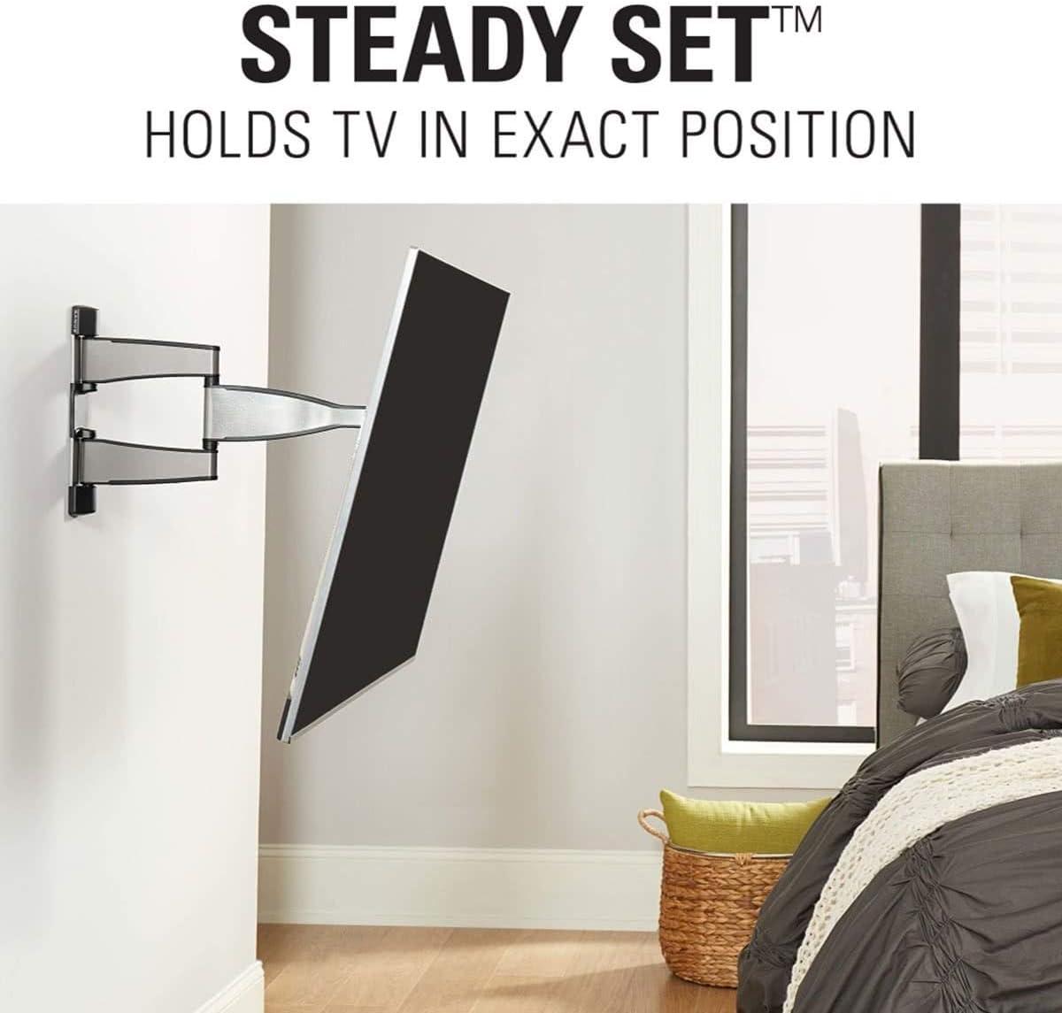 imageSanus Premium Full Motion TV Wall Mount for 32quot  55quot TVs  Stainless Steel Finish with FluidMotion Design for Smooth Extension Tilt