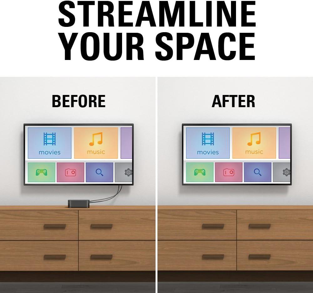 imageSanus SASP1B1 Streaming Media Player Mounting Bracket Hides Most Small Devices Up to 3 lbs Behind Your TV  Apple TV Roku Fire TV etc  SASP1B1 Black