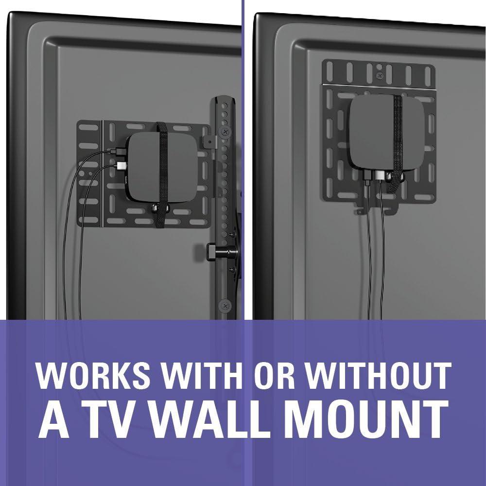 imageSanus SASP1B1 Streaming Media Player Mounting Bracket Hides Most Small Devices Up to 3 lbs Behind Your TV  Apple TV Roku Fire TV etc  SASP1B1 Black