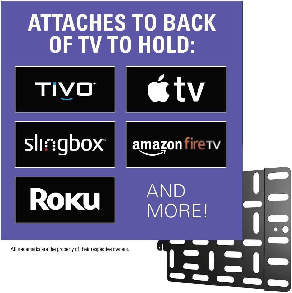 imageSanus SASP1B1 Streaming Media Player Mounting Bracket Hides Most Small Devices Up to 3 lbs Behind Your TV  Apple TV Roku Fire TV etc  SASP1B1 Black