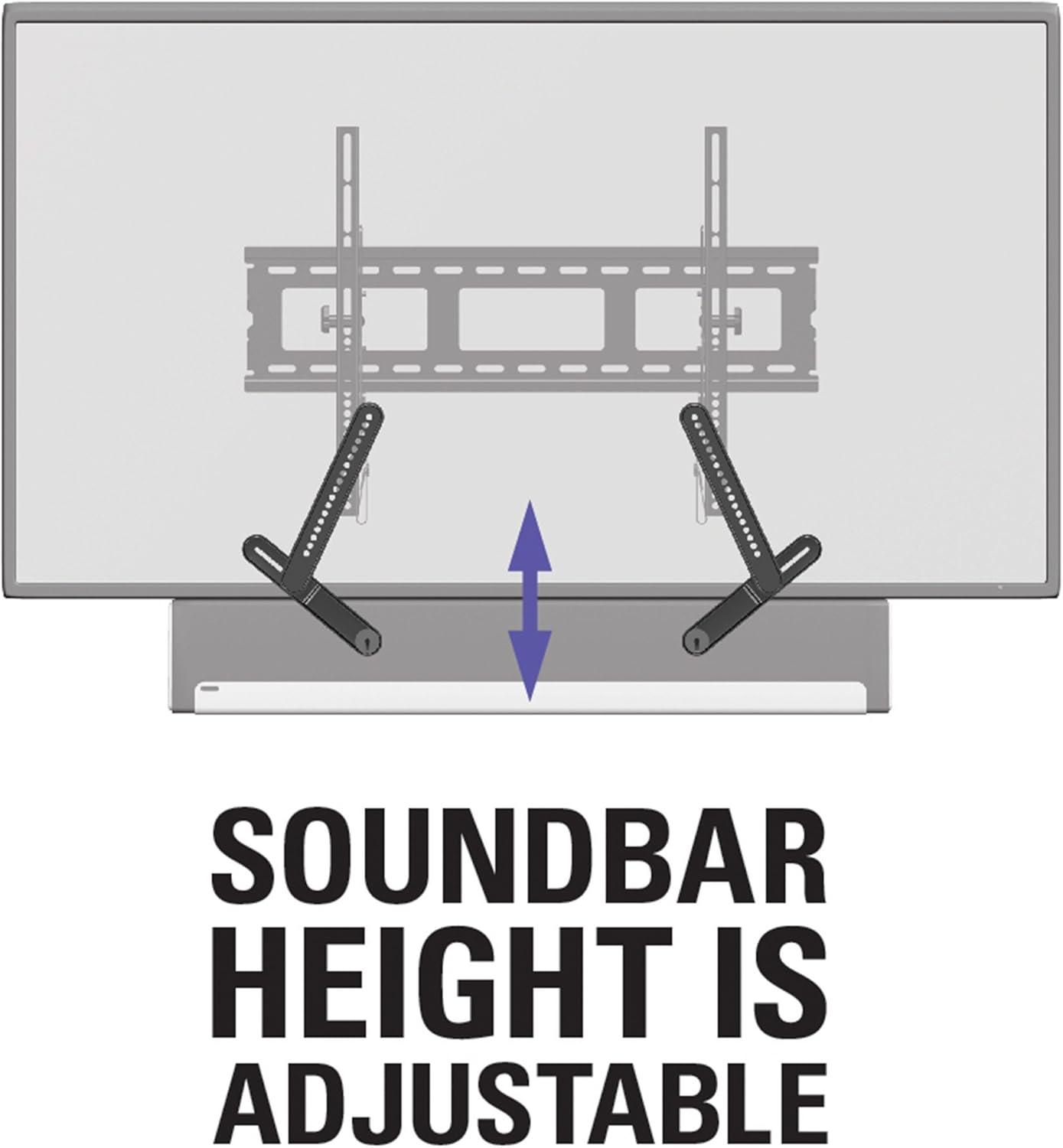imageSanus Soundbar Mount for Most Soundbars up to 15 lbs  Features Simple Install and ToolFree Adjustments  Compatible with Most TVs and Mounts  SOASBM1