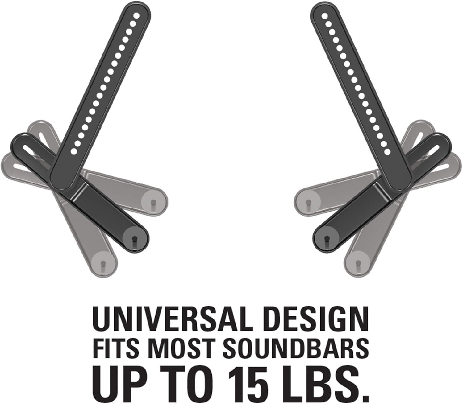 imageSanus Soundbar Mount for Most Soundbars up to 15 lbs  Features Simple Install and ToolFree Adjustments  Compatible with Most TVs and Mounts  SOASBM1