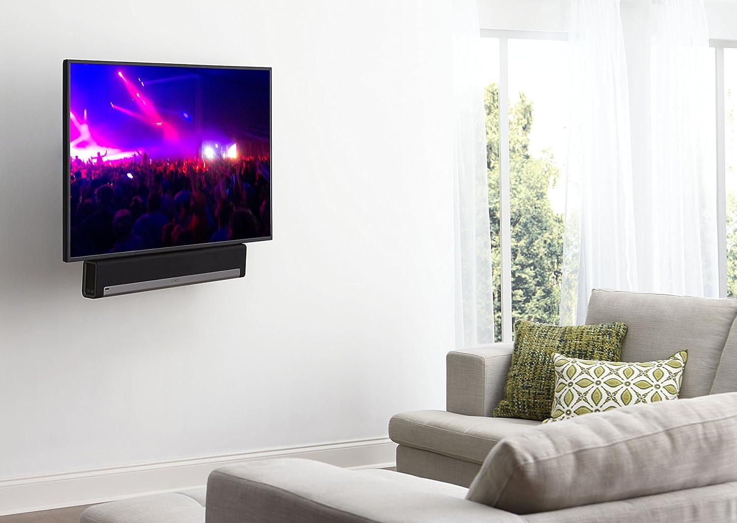 imageSanus Soundbar Mount for Most Soundbars up to 15 lbs  Features Simple Install and ToolFree Adjustments  Compatible with Most TVs and Mounts  SOASBM1
