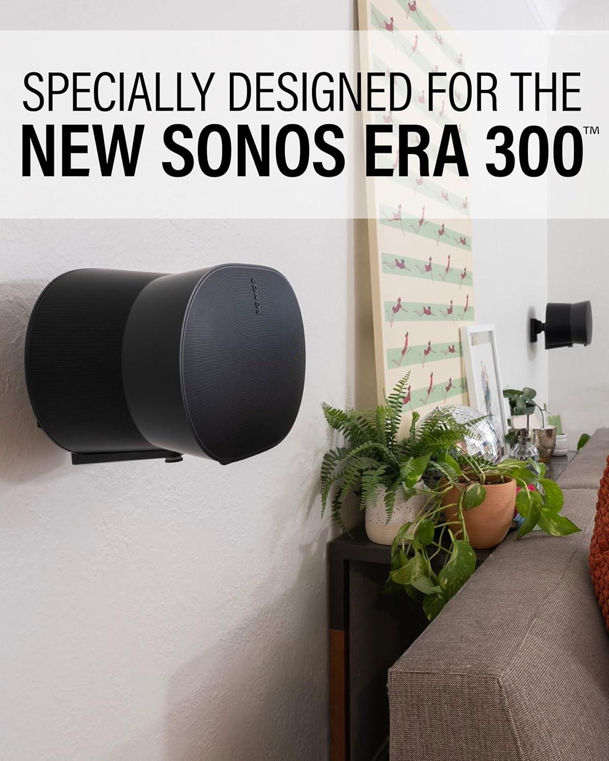 imageSanus Speaker Wall Mount for Sonos Era 300  Swivel ampamp Tilt Speaker Mount with Easy 15Minute Install  White 2PackBlack