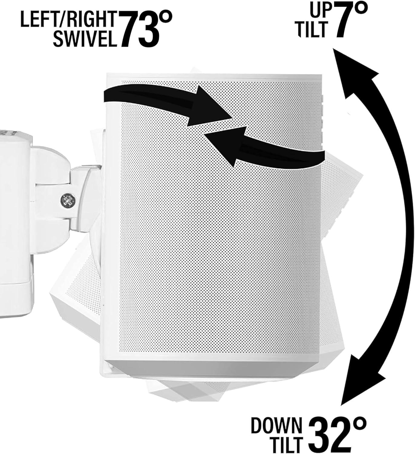 imageSanus Speaker Wall Mounts for Sonos Era 100 Pair  Swivel ampamp Tilt Speaker Mount with Easy 15Minute Install  White 2PackWhite Pair