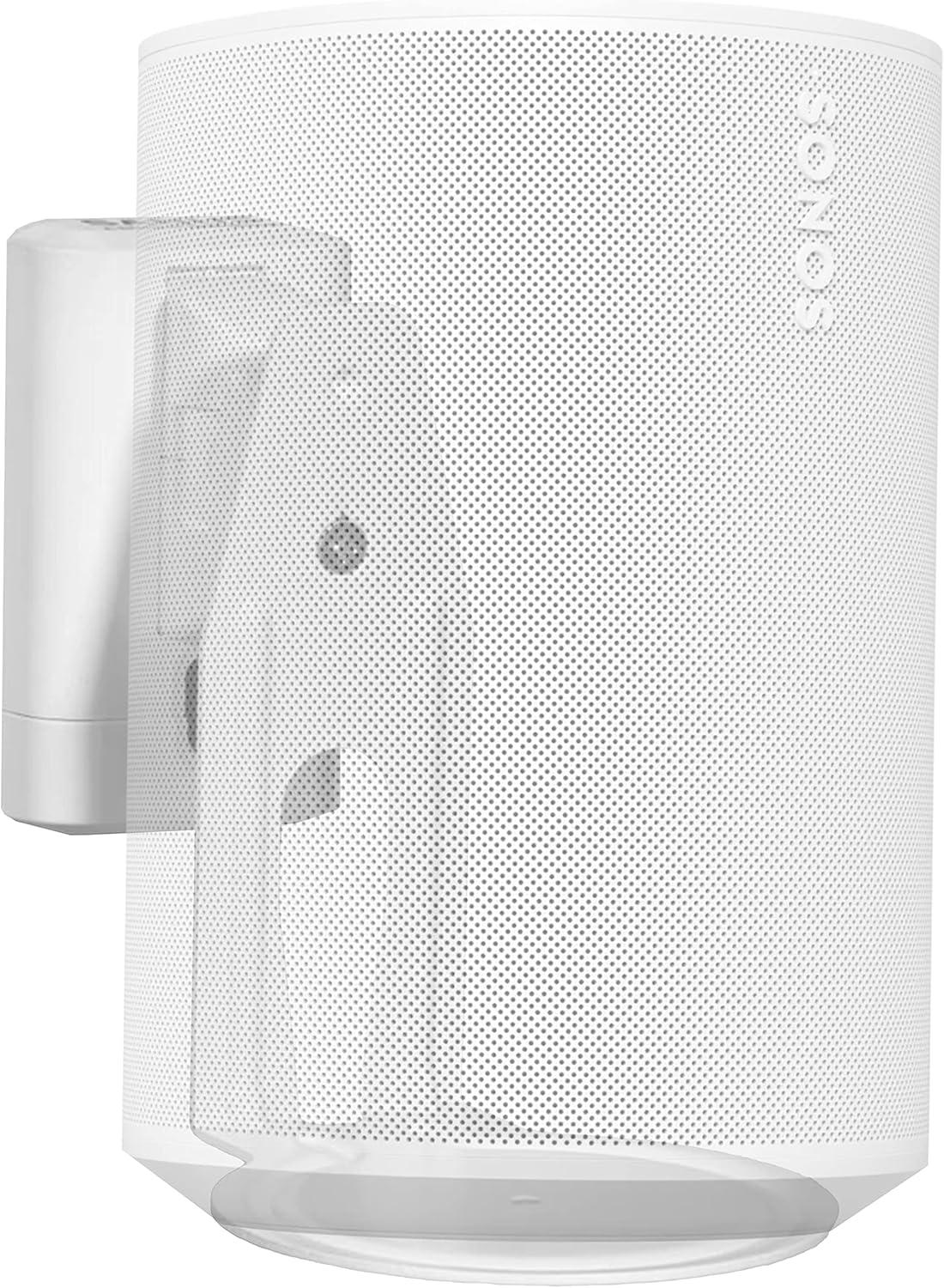 imageSanus Speaker Wall Mounts for Sonos Era 100 Pair  Swivel ampamp Tilt Speaker Mount with Easy 15Minute Install  White 2PackWhite Pair
