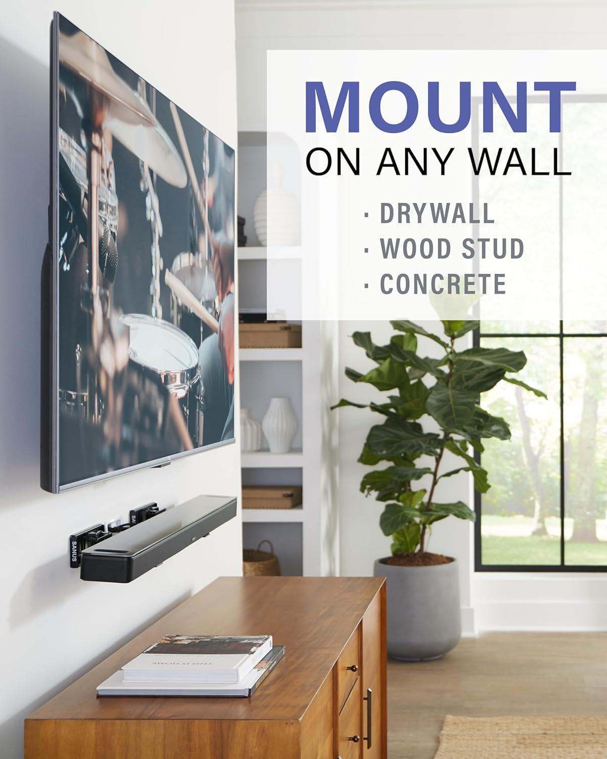 imageSanus Universal Extendable Soundbar Wall Mount  Compatible with Most Soundbars Under TV Speaker Mounts for an Easy ampamp Secure Installation of Your Soundbar
