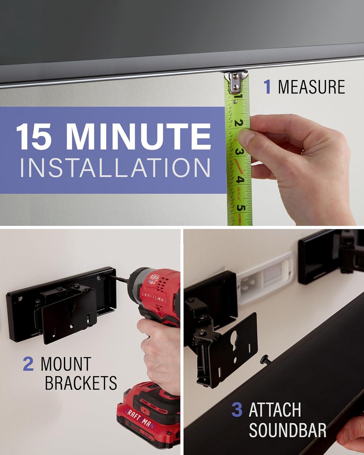 imageSanus Universal Extendable Soundbar Wall Mount  Compatible with Most Soundbars Under TV Speaker Mounts for an Easy ampamp Secure Installation of Your Soundbar