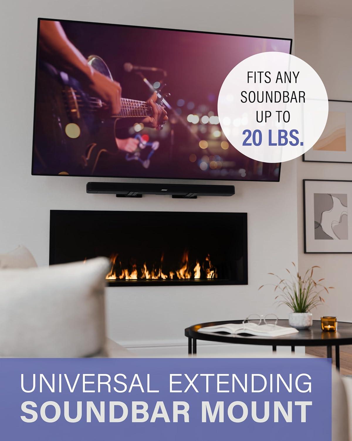 imageSanus Universal Extendable Soundbar Wall Mount  Compatible with Most Soundbars Under TV Speaker Mounts for an Easy ampamp Secure Installation of Your Soundbar