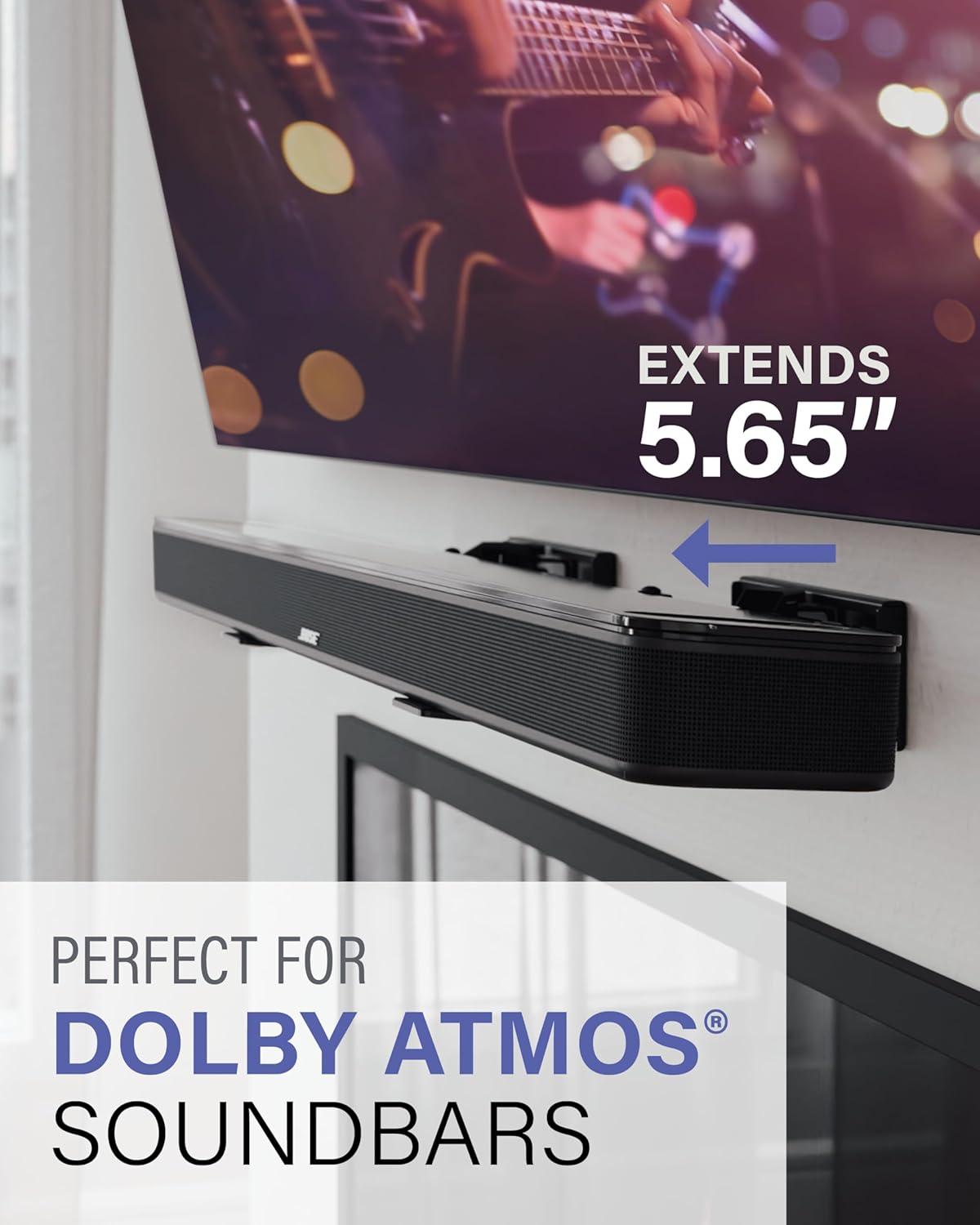 imageSanus Universal Extendable Soundbar Wall Mount  Compatible with Most Soundbars Under TV Speaker Mounts for an Easy ampamp Secure Installation of Your Soundbar