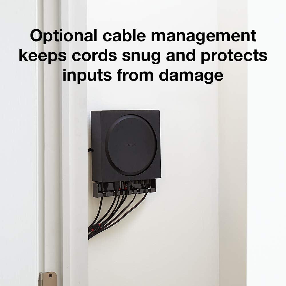 imageSanus Wall Mount for Sonos Amp  Slim Black Design with Lockable Latch for Security  Low Profile Bracket Design Mounts in Any Orientation  Builtin Cable Management ampamp Easy 15Minute Install 