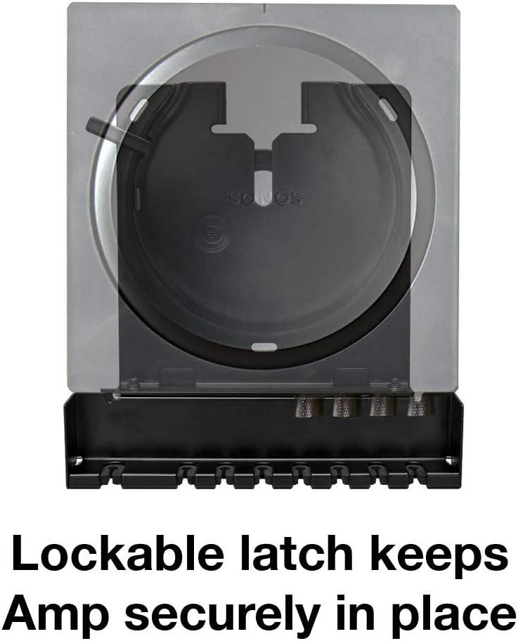 imageSanus Wall Mount for Sonos Amp  Slim Black Design with Lockable Latch for Security  Low Profile Bracket Design Mounts in Any Orientation  Builtin Cable Management ampamp Easy 15Minute Install 