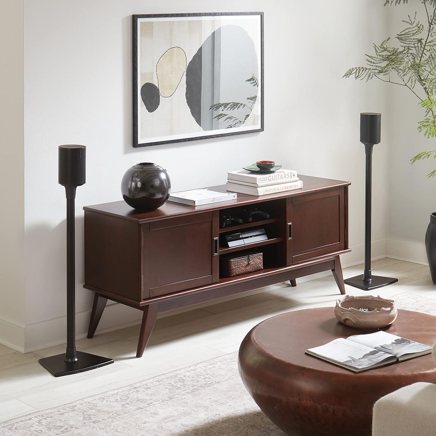imageSanus Wireless Speaker Stand for Sonos Era 100  Pair Black  Perfect Stand Setup for Easy and Secure Mounting of New Sonos Era 100 Speakers  OSSE12B2Black Pair