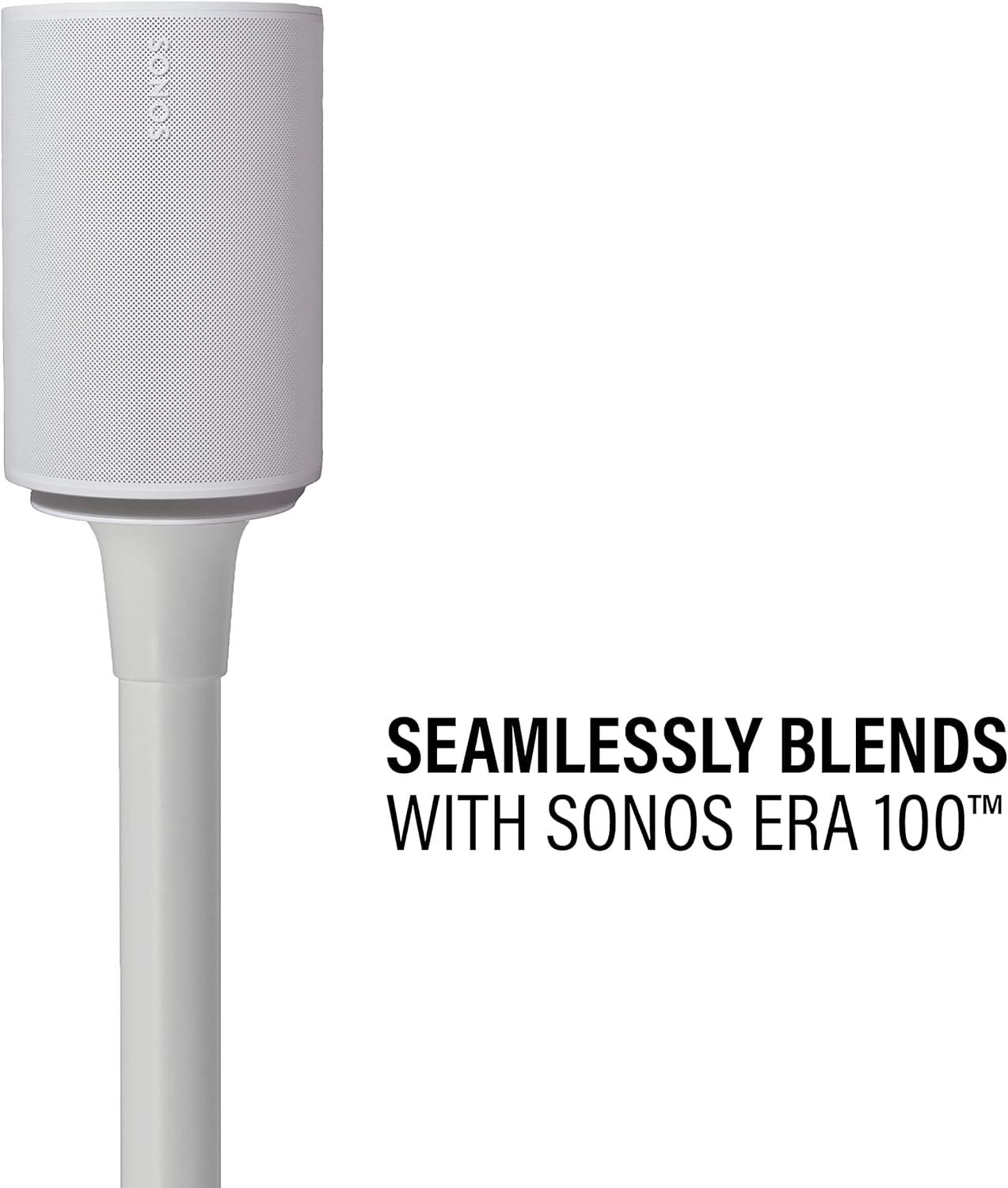 imageSanus Wireless Speaker Stand for Sonos Era 100  Pair Black  Perfect Stand Setup for Easy and Secure Mounting of New Sonos Era 100 Speakers  OSSE12B2White Pair