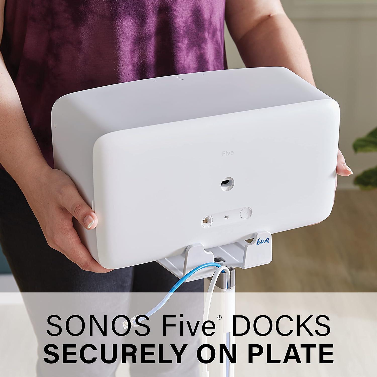imageSanus Wireless Speaker Stand for Sonos Five and Sonos Play5  Audio Enhancing Design for Vertical ampamp Horizontal Audio with Builtin Cable Management ampamp Premium Alloy Materials  OSS52 WhiteWhite