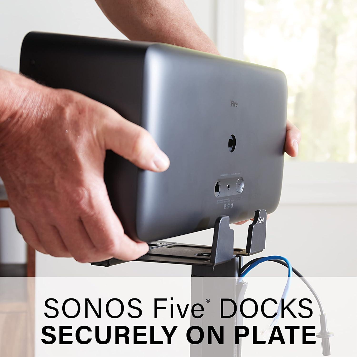 imageSanus Wireless Speaker Stand for Sonos Five and Sonos Play5  Audio Enhancing Design for Vertical ampamp Horizontal Audio with Builtin Cable Management ampamp Premium Alloy Materials  OSS52 WhiteBlack