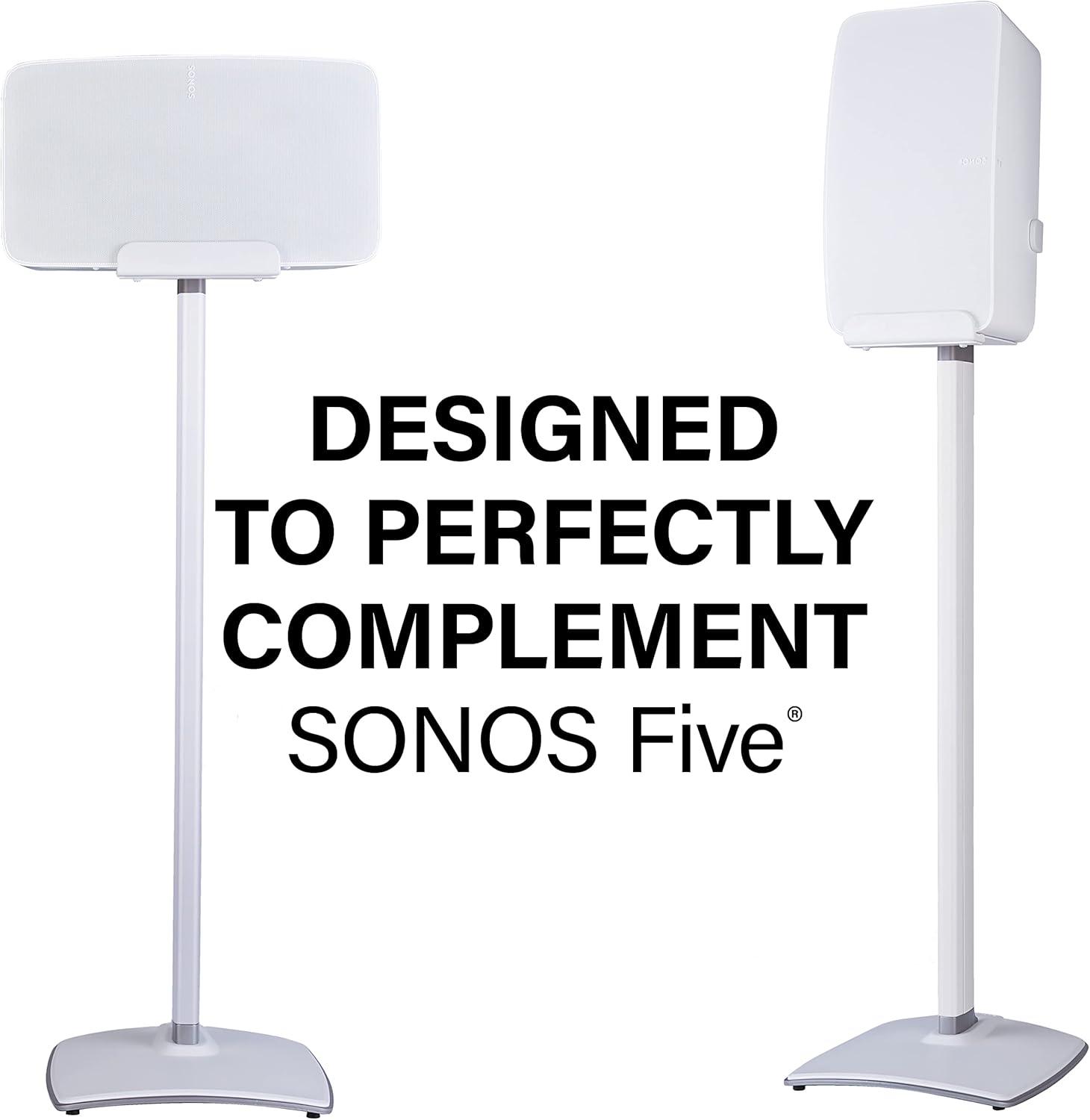 imageSanus Wireless Speaker Stand for Sonos Five and Sonos Play5  Audio Enhancing Design for Vertical ampamp Horizontal Audio with Builtin Cable Management ampamp Premium Alloy Materials  OSS52 WhiteWhite