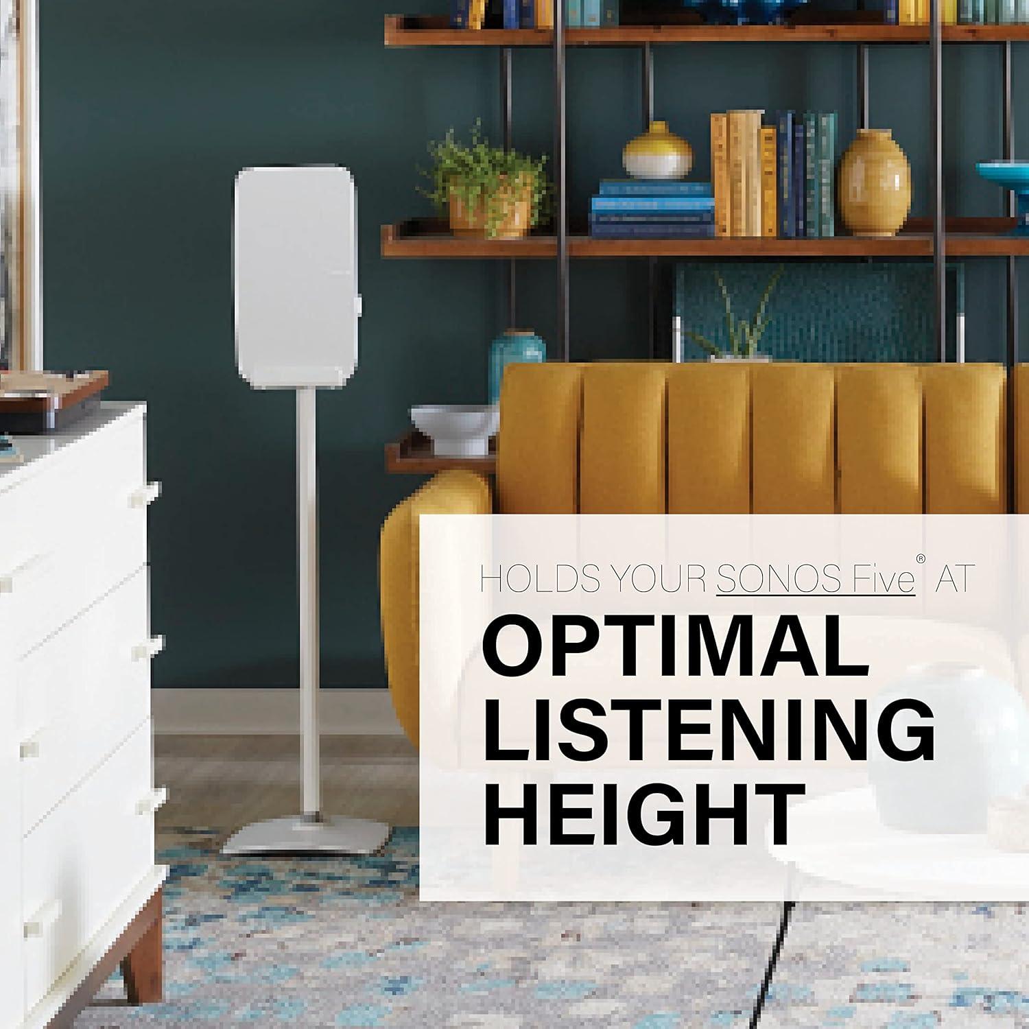 imageSanus Wireless Speaker Stand for Sonos Five and Sonos Play5  Audio Enhancing Design for Vertical ampamp Horizontal Audio with Builtin Cable Management ampamp Premium Alloy Materials  OSS52 WhiteWhite
