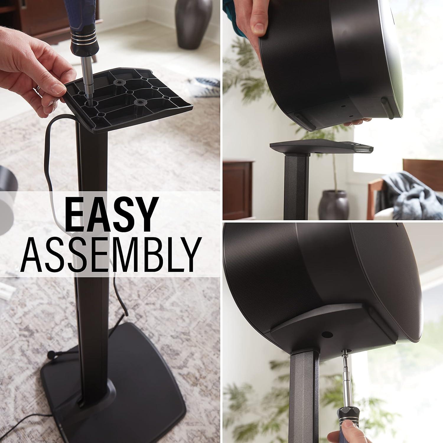imageSanus Wireless Speaker Stands for Sonos ERA 300 Black  Pair Perfect Stand Setup for Easy and Secure Mounting of New Sonos Era 300 Speakers  OSSE32B2Black Pair