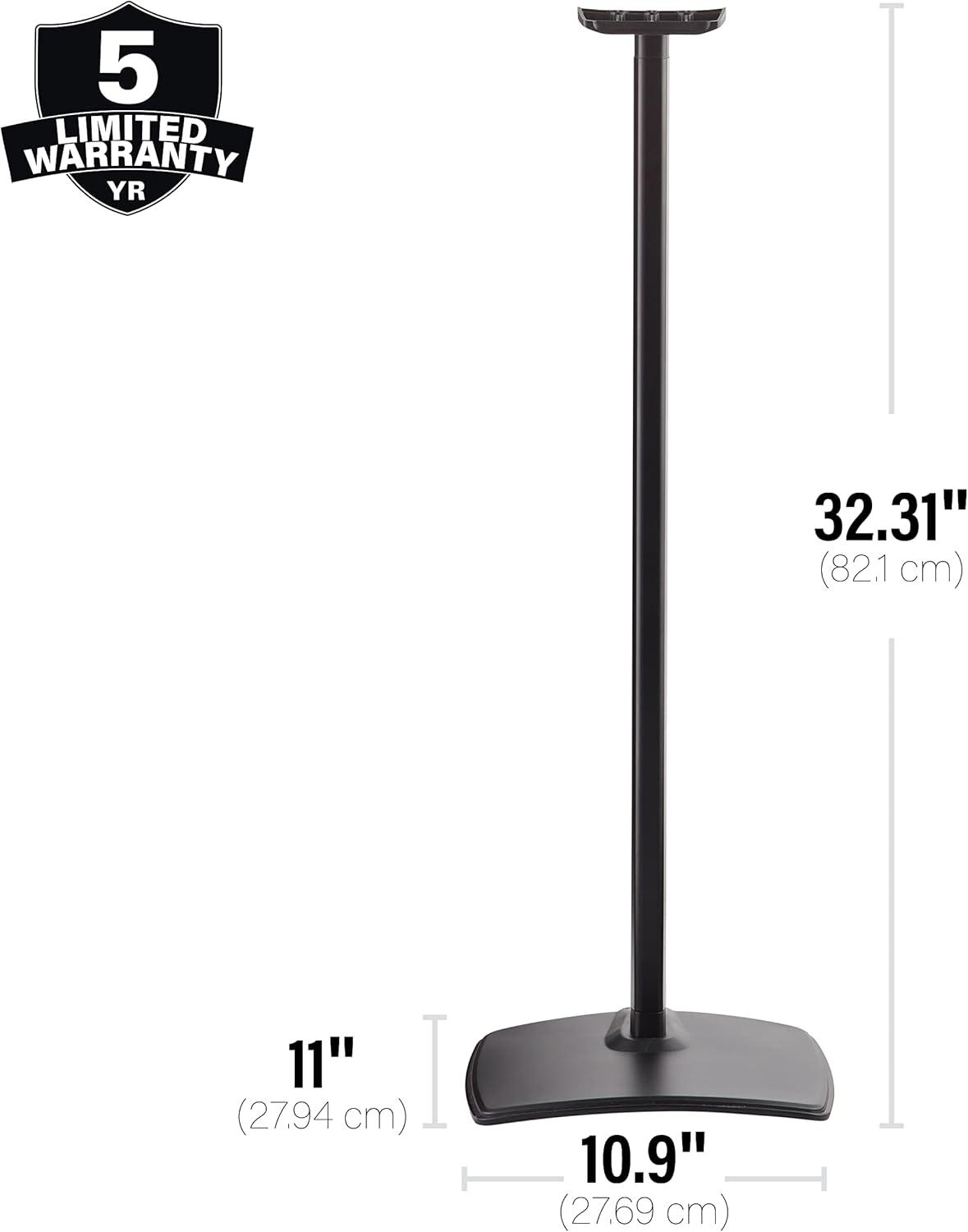 imageSanus Wireless Speaker Stands for Sonos ERA 300 Black  Pair Perfect Stand Setup for Easy and Secure Mounting of New Sonos Era 300 Speakers  OSSE32B2Black Pair