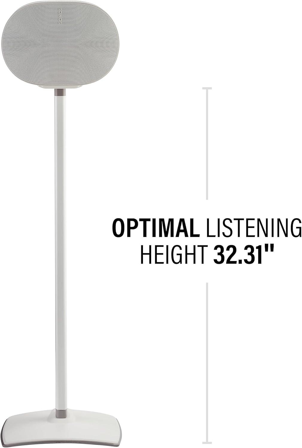 imageSanus Wireless Speaker Stands for Sonos ERA 300 Black  Pair Perfect Stand Setup for Easy and Secure Mounting of New Sonos Era 300 Speakers  OSSE32B2White Pair