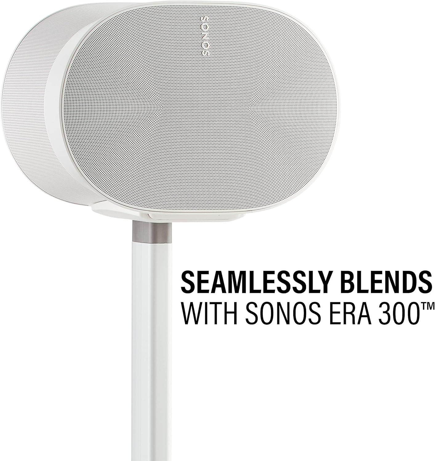 imageSanus Wireless Speaker Stands for Sonos ERA 300 Black  Pair Perfect Stand Setup for Easy and Secure Mounting of New Sonos Era 300 Speakers  OSSE32B2White Pair