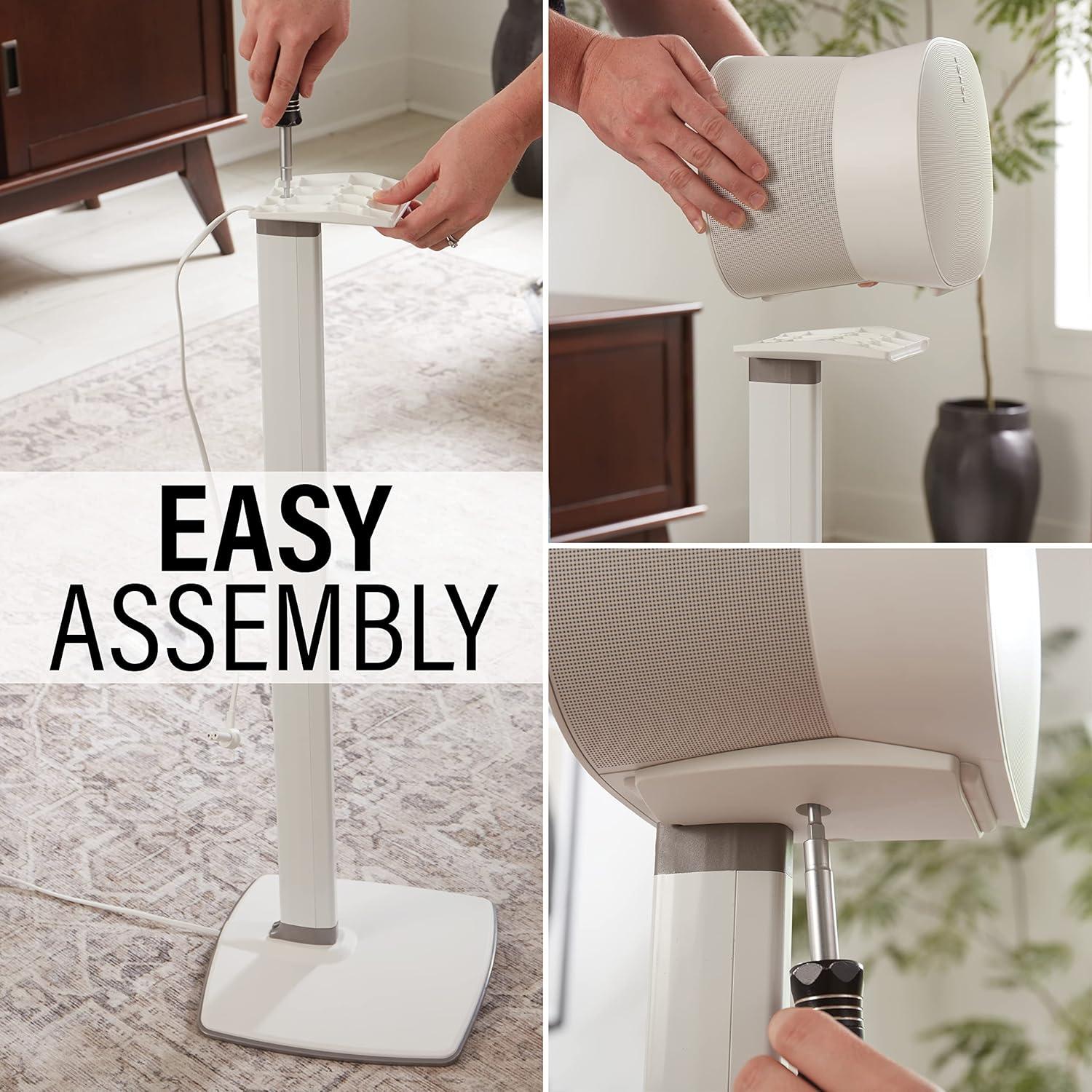 imageSanus Wireless Speaker Stands for Sonos ERA 300 Black  Pair Perfect Stand Setup for Easy and Secure Mounting of New Sonos Era 300 Speakers  OSSE32B2White Pair