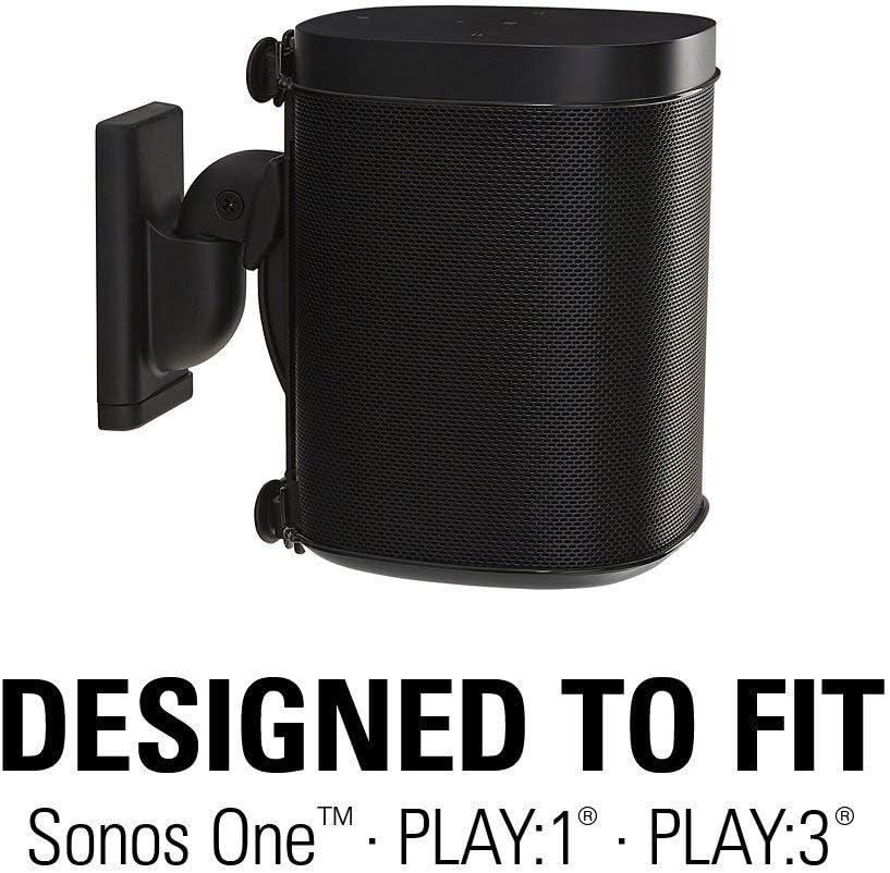 imageSanus Wireless Speaker Wall Mount for Sonos ONE  Tool Free Tilt ampamp Swivel Adjustments For Best Audio  Single black  WSWM21B1black