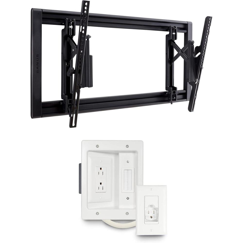 imageSANUS Advanced Tilt 4D Premium Universal Low Profile TV Mount for 42quot  90quot Flat Screen TVs ampamp inWall TV Power and Cable Management Kit