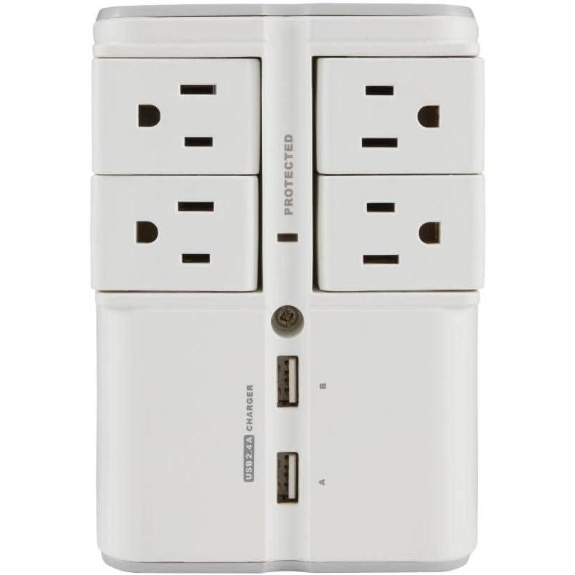 imageSANUS OnWall Surge Protector  6 Rotating Outlets  Fits Larger Plugs 1080 J  LowProfile ampamp Fireproof  White4 Outlets  2 USB Ports