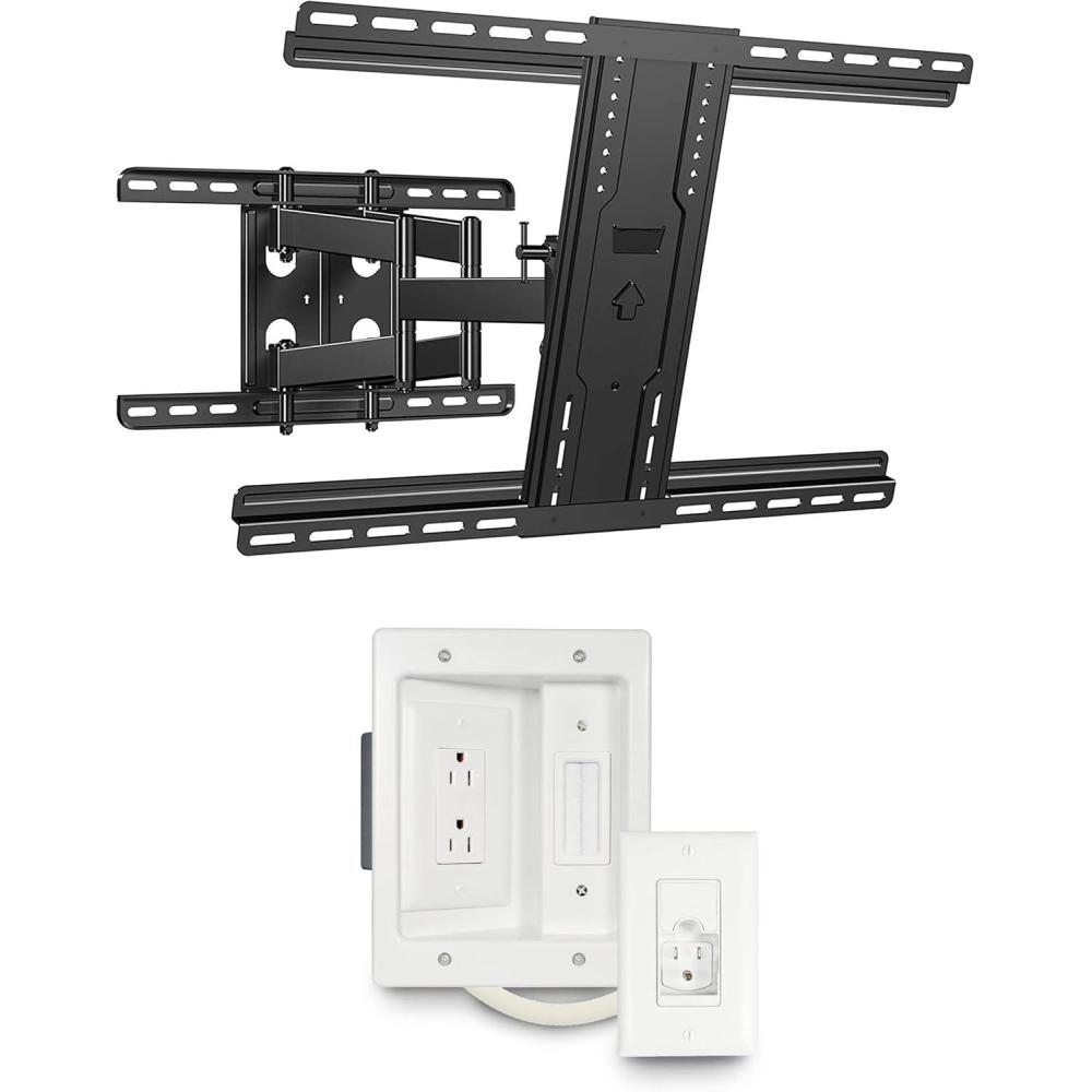 imageSANUS Premium Full Motion TV Mount ampamp in Wall TV Power ampamp Cable Management Kit
