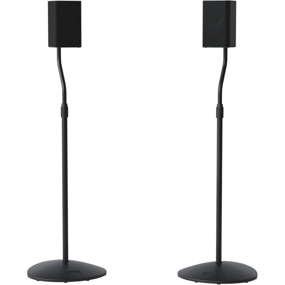 imageSANUS Speaker Stands Pair for Satellite ampamp Bookshelf Speakers up to 35lbs  10 Height Adjustment  Includes LShaped Bracket ampamp Keyhole Adapter for Compatibility  Easy DIY Assembly