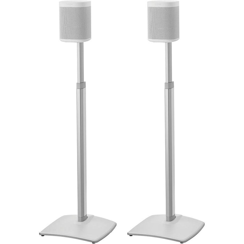 imageSanus Adjustable Height Wireless Speaker Stands Designed for SONOS ONE ONE SL Play1 and Play3  ToolFree Height Adjust Up to 16quot with Built in Cable Management  Single WhiteWhite Stands  Pair