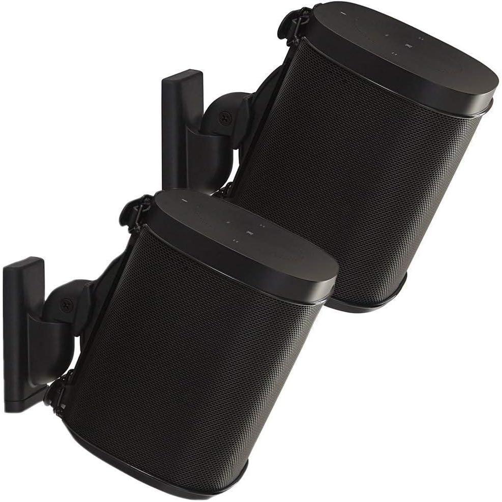 imageSanus Adjustable Speaker Wall Mounts Designed for SONOS ONE Play1 ampamp Play3  Pair WhiteBlack