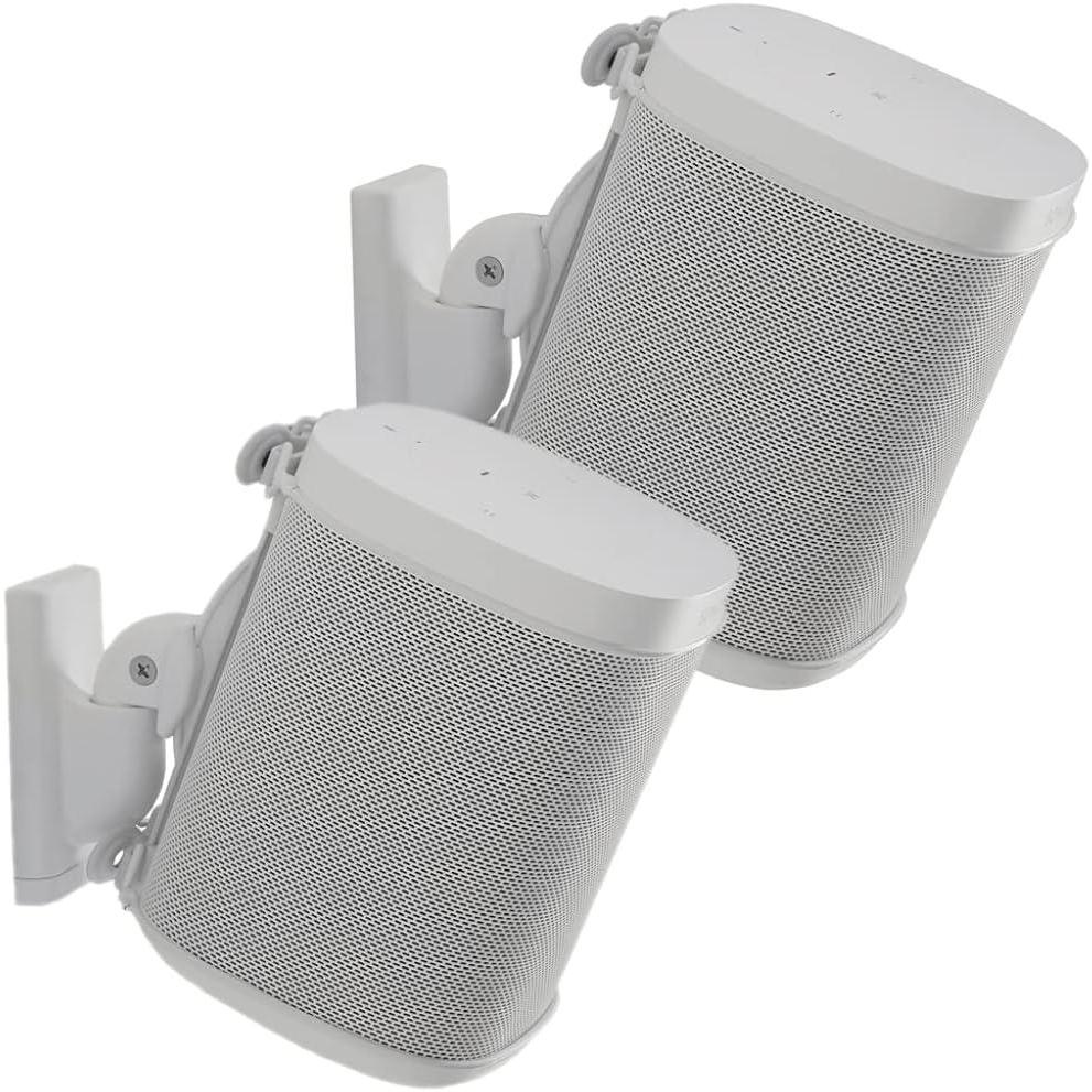 imageSanus Adjustable Speaker Wall Mounts Designed for SONOS ONE Play1 ampamp Play3  Pair WhiteWhite