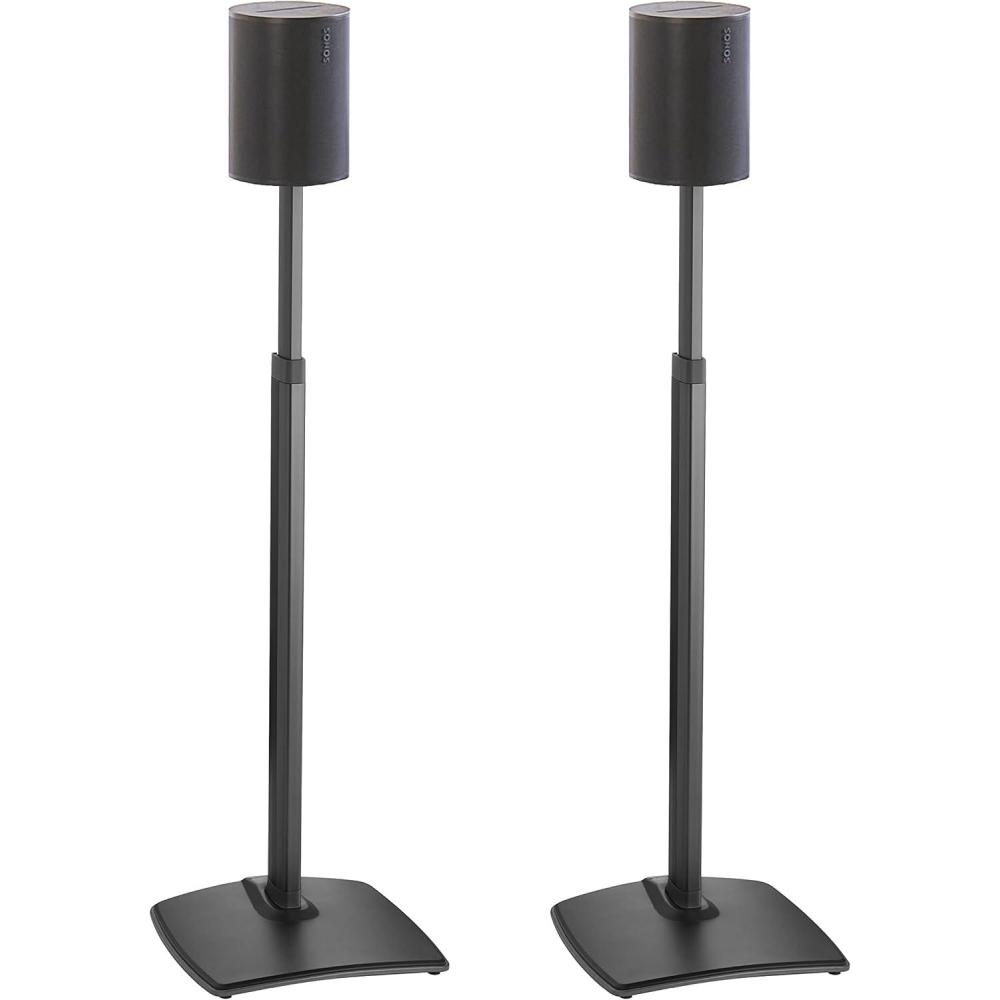 imageSanus HeightAdjustable Speaker Stands Pair for Sonos Era 100  Premium Speaker Stand wDurable Steel Design ampamp Builtin Cable Managment  Easy DIY Install  BlackBlack Pair