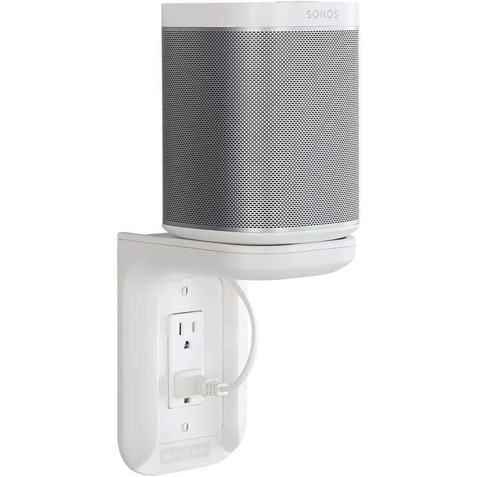 imageSanus Outlet Shelf Speaker Mount  Heavy Duty Shelf Holds Devices up to 10 lbs  DIY Install Works with Both Standard ampamp Decora Outlets  Perfect for Sonos ampamp Other Smart SpeakersWhite