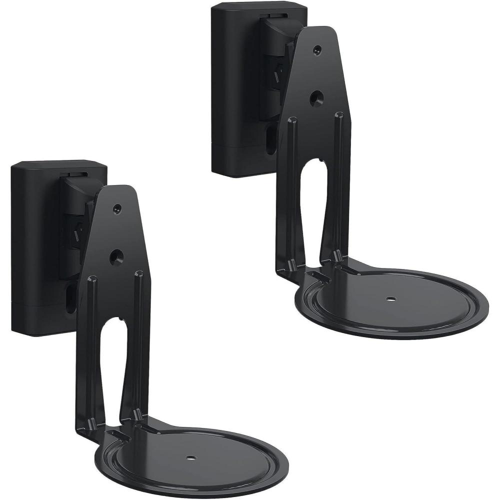 imageSanus Speaker Wall Mounts for Sonos Era 100 Pair  Swivel ampamp Tilt Speaker Mount with Easy 15Minute Install  White 2PackBlack Pair