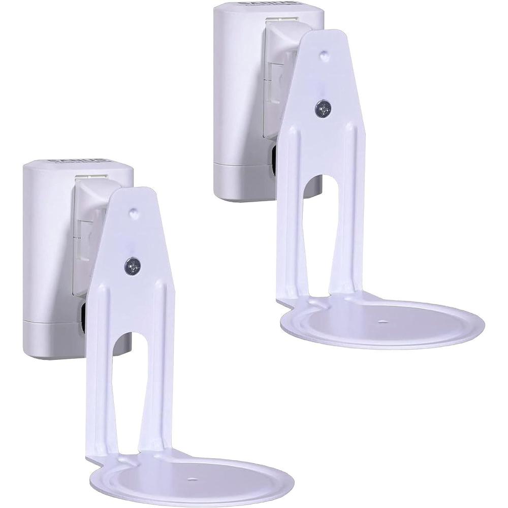 imageSanus Speaker Wall Mounts for Sonos Era 100 Pair  Swivel ampamp Tilt Speaker Mount with Easy 15Minute Install  White 2PackWhite Pair