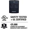 imageSANUS OnWall Low Profile 1080J Fireproof Surge Protector with 6 AC Outlets ampamp 3 Lines of Protection  Includes Power Signal Filtering Black