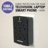 imageSANUS OnWall Low Profile 1080J Fireproof Surge Protector with 6 AC Outlets ampamp 3 Lines of Protection  Includes Power Signal Filtering Black