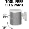 imageSanus Adjustable Speaker Wall Mounts Designed for SONOS ONE Play1 ampamp Play3  Pair WhiteWhite