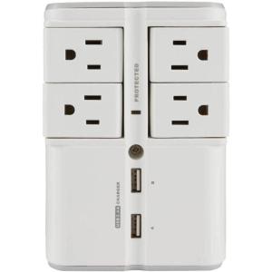 imageSANUS OnWall Surge Protector  6 Rotating Outlets  Fits Larger Plugs 1080 J  LowProfile ampamp Fireproof  White4 Outlets  2 USB Ports