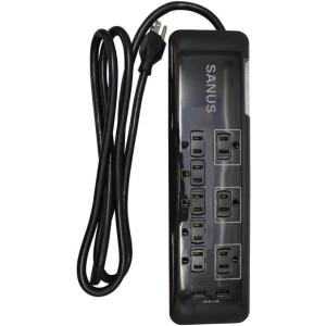 imageSANUS Surge Protected Power Strip  8 Outlets ampamp 2 USB Ports