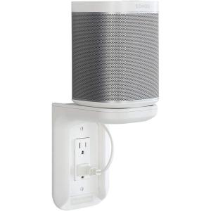 imageSanus Outlet Shelf Speaker Mount  Heavy Duty Shelf Holds Devices up to 10 lbs  DIY Install Works with Both Standard ampamp Decora Outlets  Perfect for Sonos ampamp Other Smart SpeakersWhite